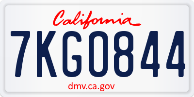 CA license plate 7KGO844