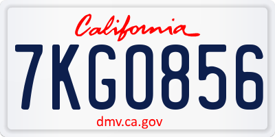 CA license plate 7KGO856