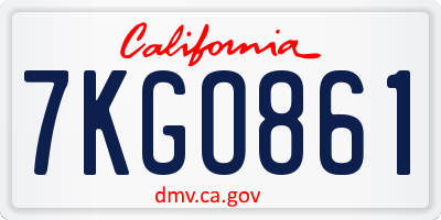 CA license plate 7KGO861