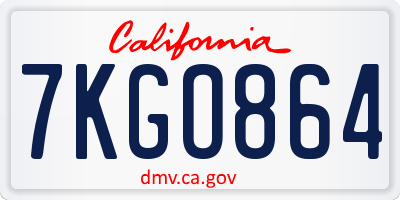 CA license plate 7KGO864