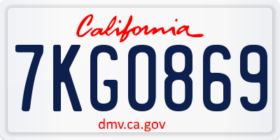 CA license plate 7KGO869