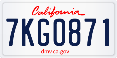 CA license plate 7KGO871