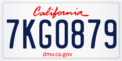 CA license plate 7KGO879