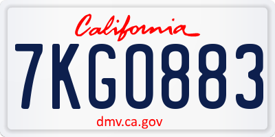 CA license plate 7KGO883
