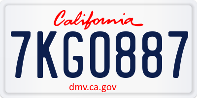 CA license plate 7KGO887