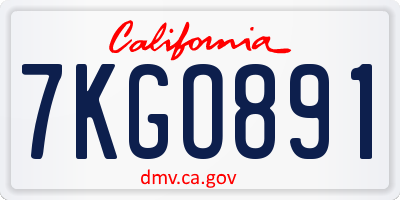 CA license plate 7KGO891