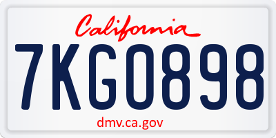 CA license plate 7KGO898