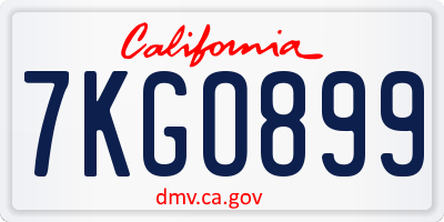 CA license plate 7KGO899