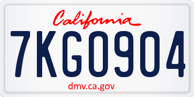 CA license plate 7KGO904