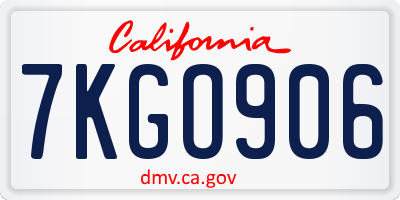 CA license plate 7KGO906