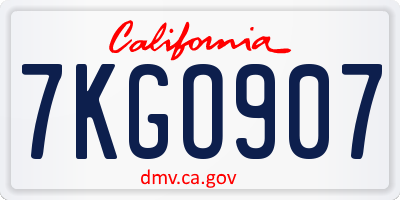 CA license plate 7KGO907