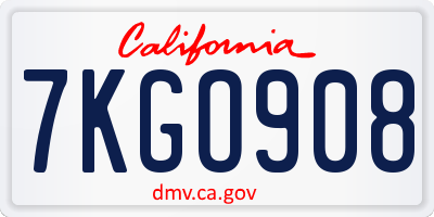 CA license plate 7KGO908
