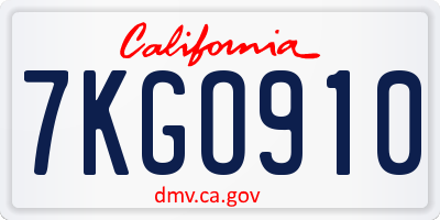 CA license plate 7KGO910