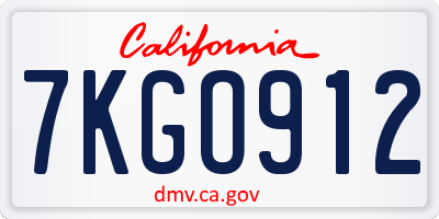 CA license plate 7KGO912
