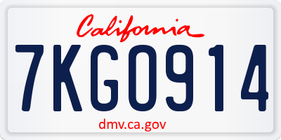 CA license plate 7KGO914