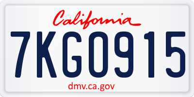 CA license plate 7KGO915
