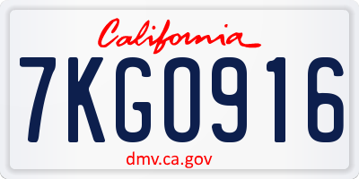 CA license plate 7KGO916