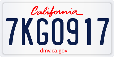 CA license plate 7KGO917