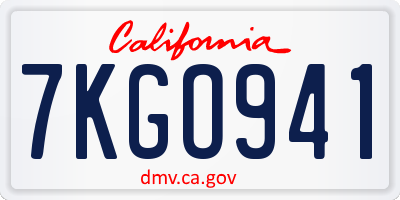 CA license plate 7KGO941