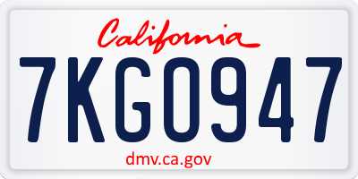 CA license plate 7KGO947