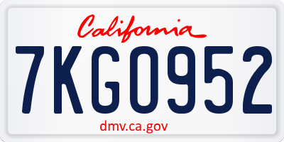 CA license plate 7KGO952