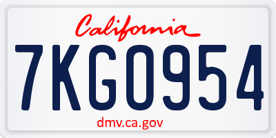 CA license plate 7KGO954