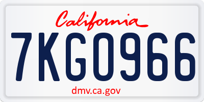 CA license plate 7KGO966