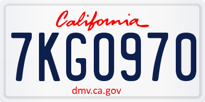 CA license plate 7KGO970