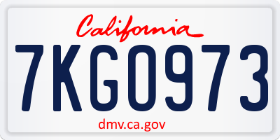 CA license plate 7KGO973