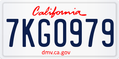 CA license plate 7KGO979