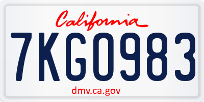 CA license plate 7KGO983