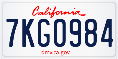 CA license plate 7KGO984