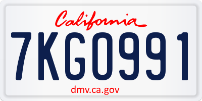 CA license plate 7KGO991