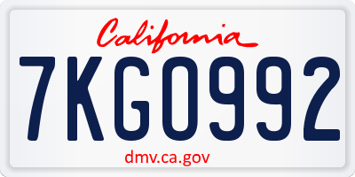 CA license plate 7KGO992
