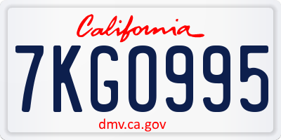 CA license plate 7KGO995