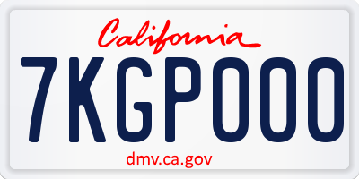 CA license plate 7KGP000
