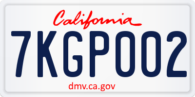 CA license plate 7KGP002