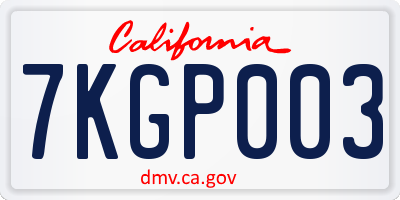 CA license plate 7KGP003