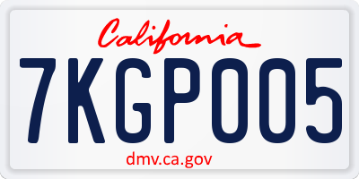 CA license plate 7KGP005