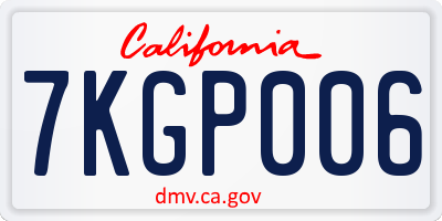 CA license plate 7KGP006