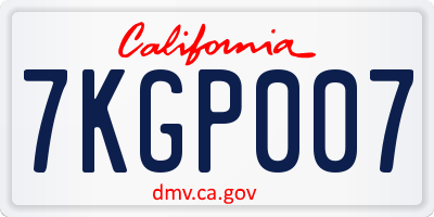 CA license plate 7KGP007