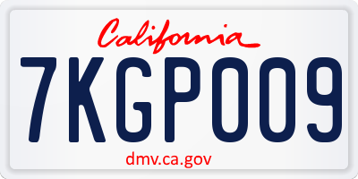 CA license plate 7KGP009