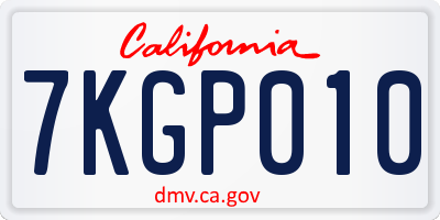 CA license plate 7KGP010