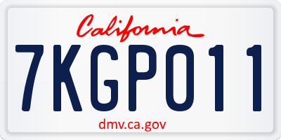 CA license plate 7KGP011
