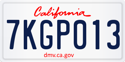 CA license plate 7KGP013