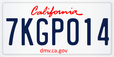 CA license plate 7KGP014