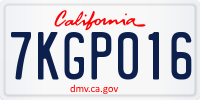 CA license plate 7KGP016