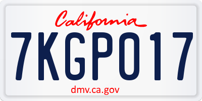 CA license plate 7KGP017