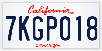 CA license plate 7KGP018