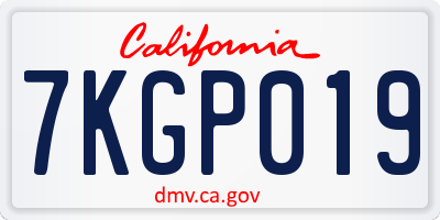 CA license plate 7KGP019